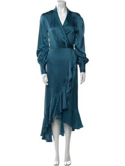 Pre-owned Zimmermann Silk Midi Length Dress In Blue