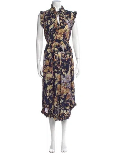 Pre-owned Zimmermann Silk Midi Length Dress In Blue
