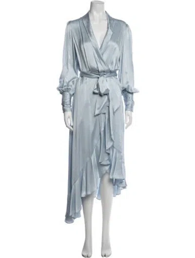 Pre-owned Zimmermann Silk Midi Length Dress In Blue