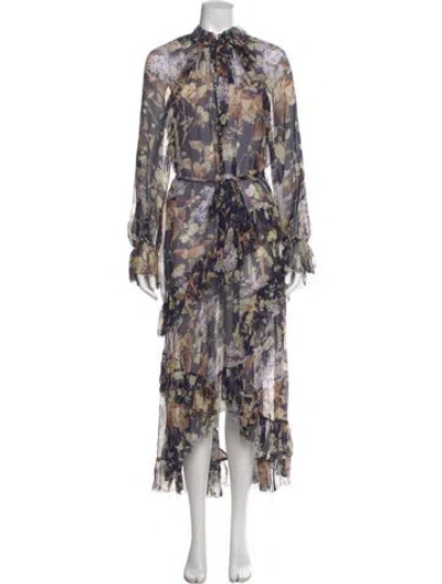 Pre-owned Zimmermann Silk Midi Length Dress In Blue