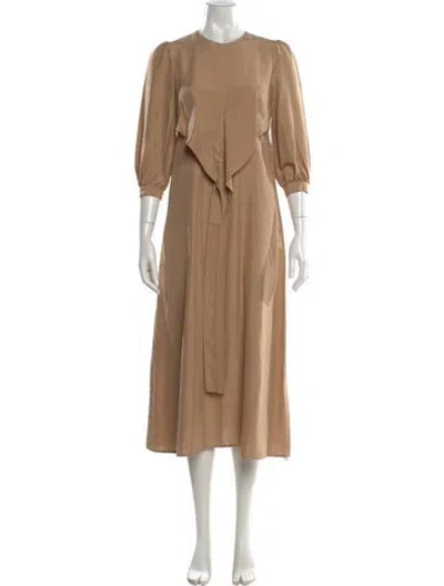 Pre-owned Zimmermann Silk Midi Length Dress In Brown