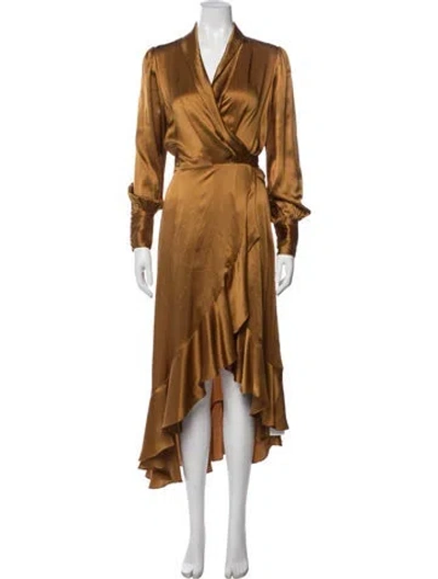 Pre-owned Zimmermann Silk Midi Length Dress In Brown