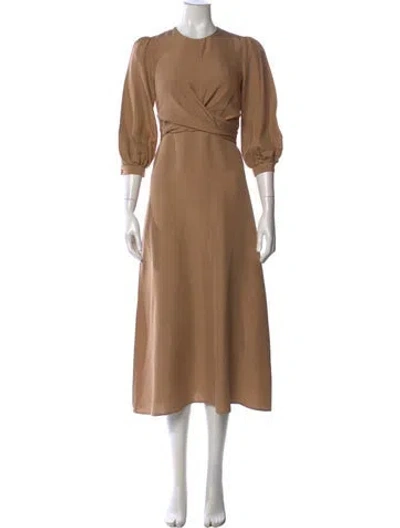 Pre-owned Zimmermann Silk Midi Length Dress In Brown