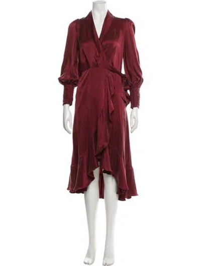 Pre-owned Zimmermann Silk Midi Length Dress In Burgundy