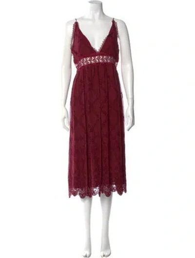 Pre-owned Zimmermann Silk Midi Length Dress In Burgundy