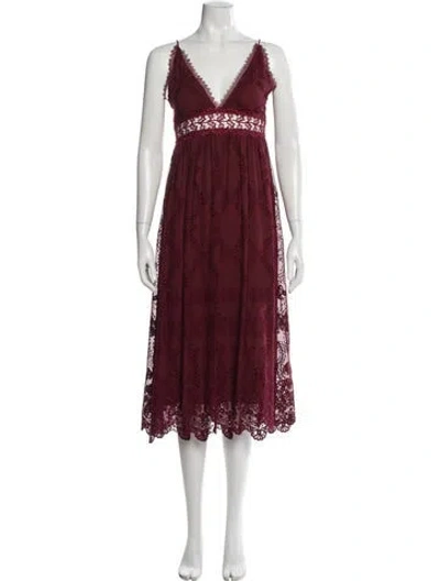 Pre-owned Zimmermann Silk Midi Length Dress In Burgundy