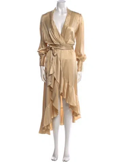 Pre-owned Zimmermann Silk Midi Length Dress In Gold
