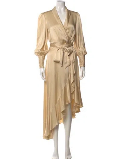 Pre-owned Zimmermann Silk Midi Length Dress In Gold