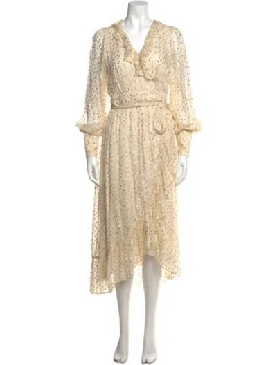 Pre-owned Zimmermann Silk Midi Length Dress In Gold/metallic/neutrals