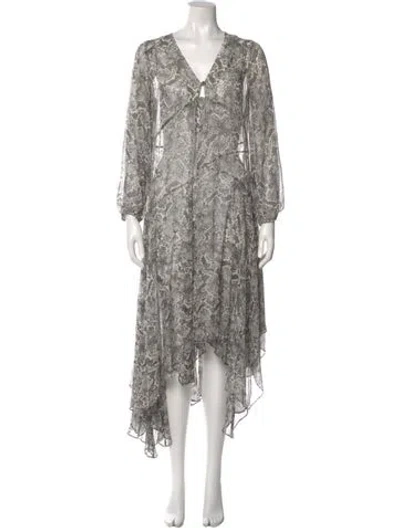 Pre-owned Zimmermann Silk Midi Length Dress In Gray
