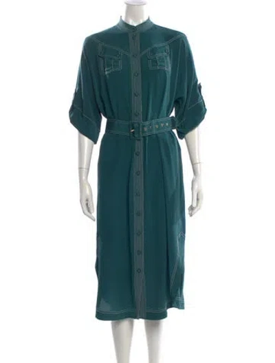 Pre-owned Zimmermann Silk Midi Length Dress In Green