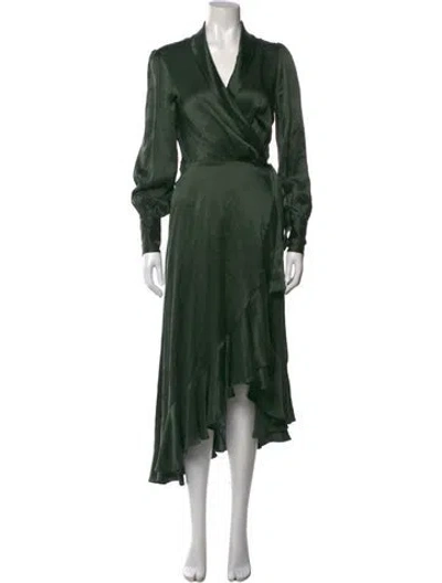 Pre-owned Zimmermann Silk Midi Length Dress In Green
