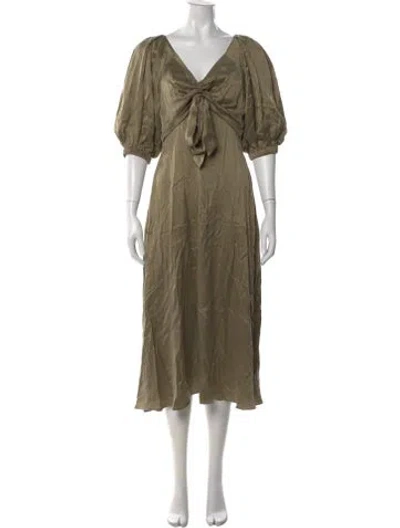 Pre-owned Zimmermann Silk Midi Length Dress In Green