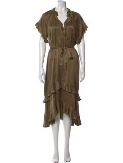 Pre-owned Zimmermann Silk Midi Length Dress In Green