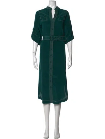 Pre-owned Zimmermann Silk Midi Length Dress In Green