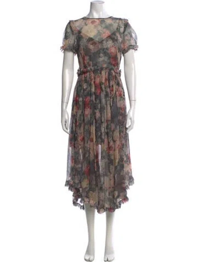 Pre-owned Zimmermann Silk Midi Length Dress In Green