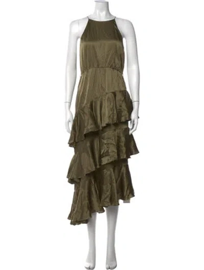 Pre-owned Zimmermann Silk Midi Length Dress In Green