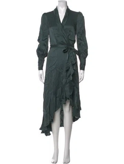 Pre-owned Zimmermann Silk Midi Length Dress In Green