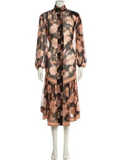Pre-owned Zimmermann Silk Midi Length Dress In Multi