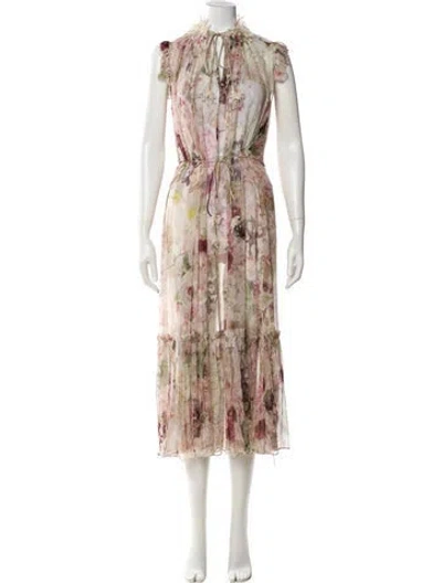 Pre-owned Zimmermann Silk Midi Length Dress In Multi