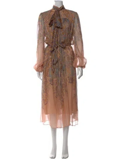 Pre-owned Zimmermann Silk Midi Length Dress In Multi