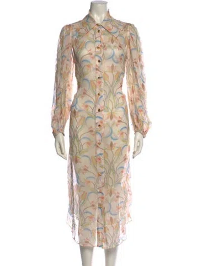 Pre-owned Zimmermann Silk Midi Length Dress In Neutral
