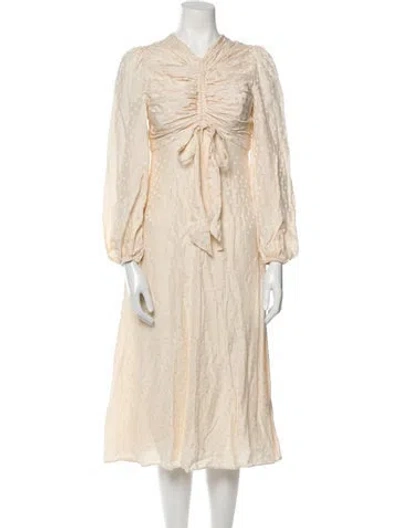 Pre-owned Zimmermann Silk Midi Length Dress In Neutral