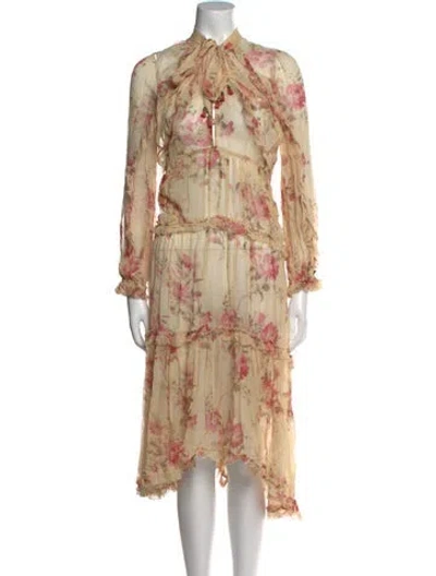 Pre-owned Zimmermann Silk Midi Length Dress In Neutral