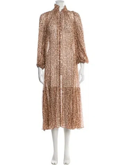 Pre-owned Zimmermann Silk Midi Length Dress In Neutral