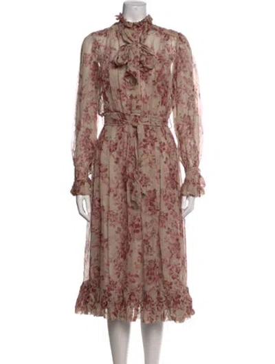 Pre-owned Zimmermann Silk Midi Length Dress In Neutrals