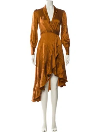Pre-owned Zimmermann Silk Midi Length Dress In Orange