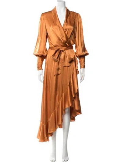 Pre-owned Zimmermann Silk Midi Length Dress In Orange