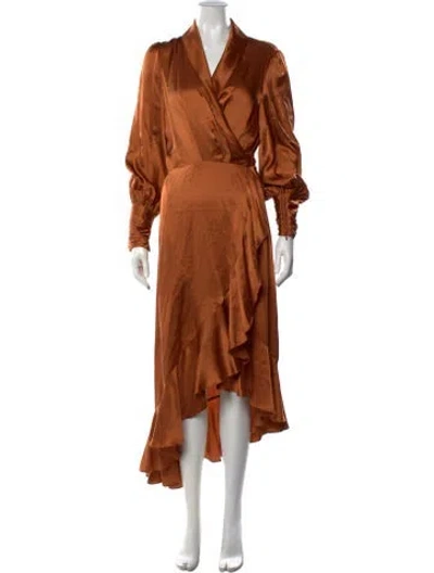 Pre-owned Zimmermann Silk Midi Length Dress In Orange