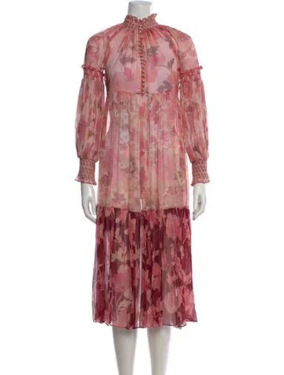 Pre-owned Zimmermann Silk Midi Length Dress In Pink