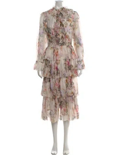 Pre-owned Zimmermann Silk Midi Length Dress In Pink