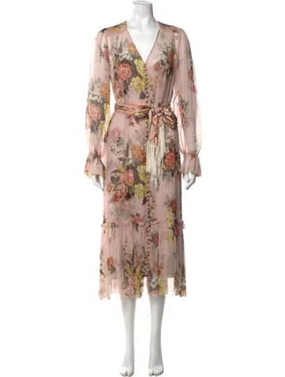 Pre-owned Zimmermann Silk Midi Length Dress In Pink