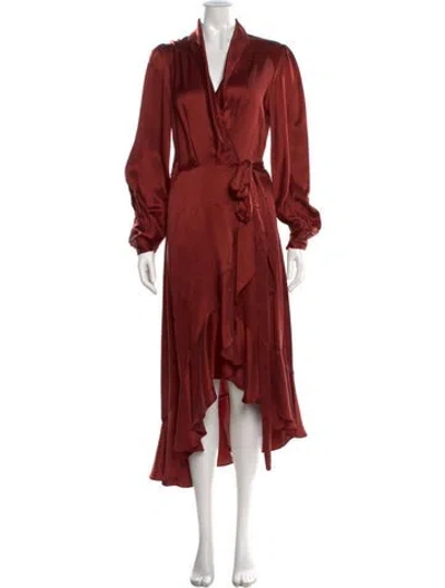 Pre-owned Zimmermann Silk Midi Length Dress In Red