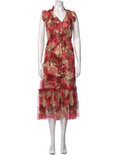 Pre-owned Zimmermann Silk Midi Length Dress In Red