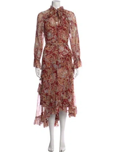 Pre-owned Zimmermann Silk Midi Length Dress In Red