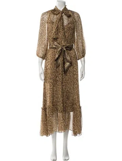 Pre-owned Zimmermann Silk Midi Length Dress W/ Tags In Brown