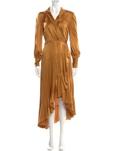 Pre-owned Zimmermann Silk Midi Length Dress W/ Tags In Gold