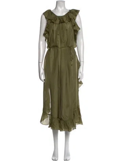 Pre-owned Zimmermann Silk Midi Length Dress W/ Tags In Green