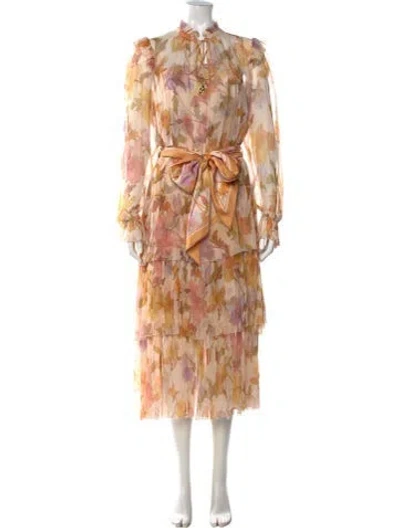 Pre-owned Zimmermann Silk Midi Length Dress W/ Tags In Neutral