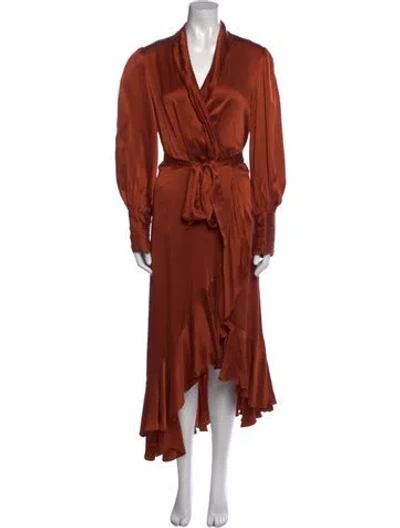Pre-owned Zimmermann Silk Midi Length Dress W/ Tags In Orange