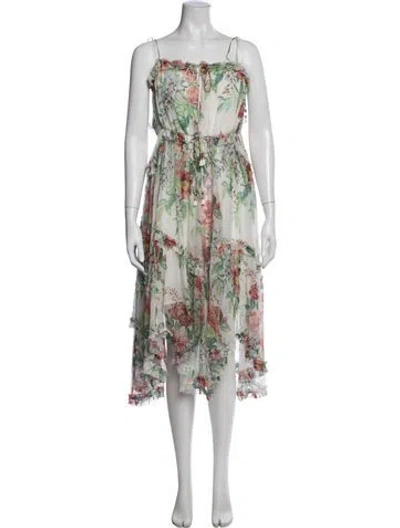 Pre-owned Zimmermann Silk Midi Length Dress In White