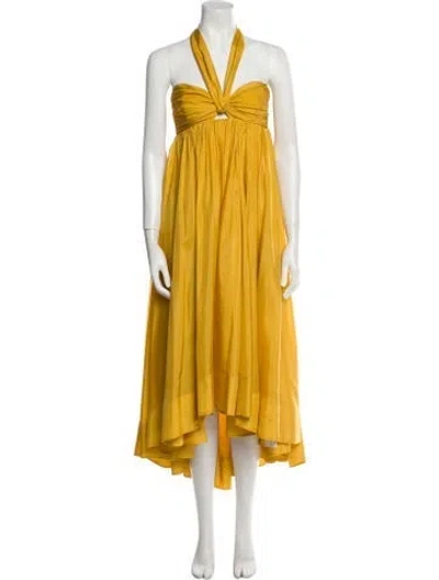 Pre-owned Zimmermann Silk Midi Length Dress In Yellow