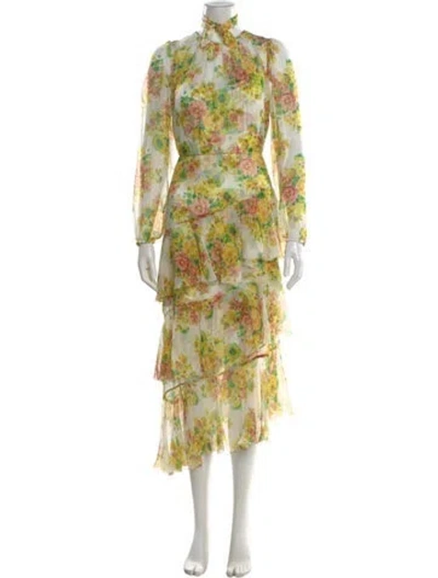 Pre-owned Zimmermann Silk Midi Length Dress In Yellow