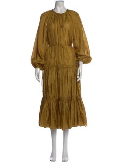 Pre-owned Zimmermann Silk Midi Length Dress In Yellow