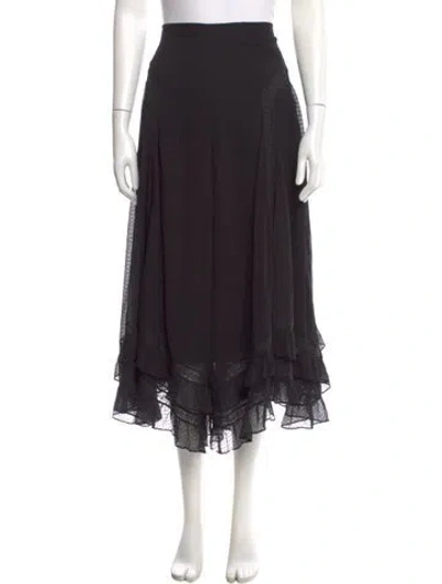 Pre-owned Zimmermann Silk Midi Length Skirt In Black