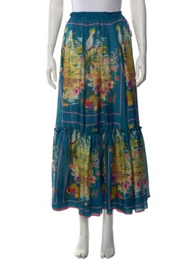 Pre-owned Zimmermann Silk Midi Length Skirt In Blue